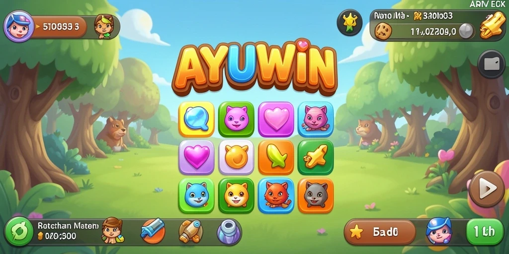 Tangkapan layar permainan AYUWIN dengan gameplay seru Match-3.