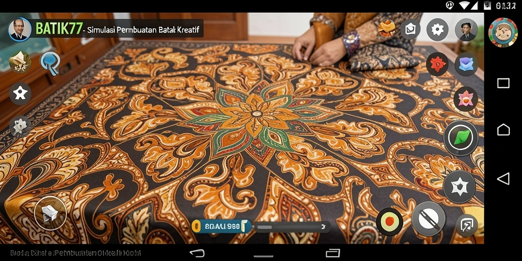 Screenshot utama BATIK77 menunjukkan pengguna menciptakan batik dengan berbagai warna dan pola.
