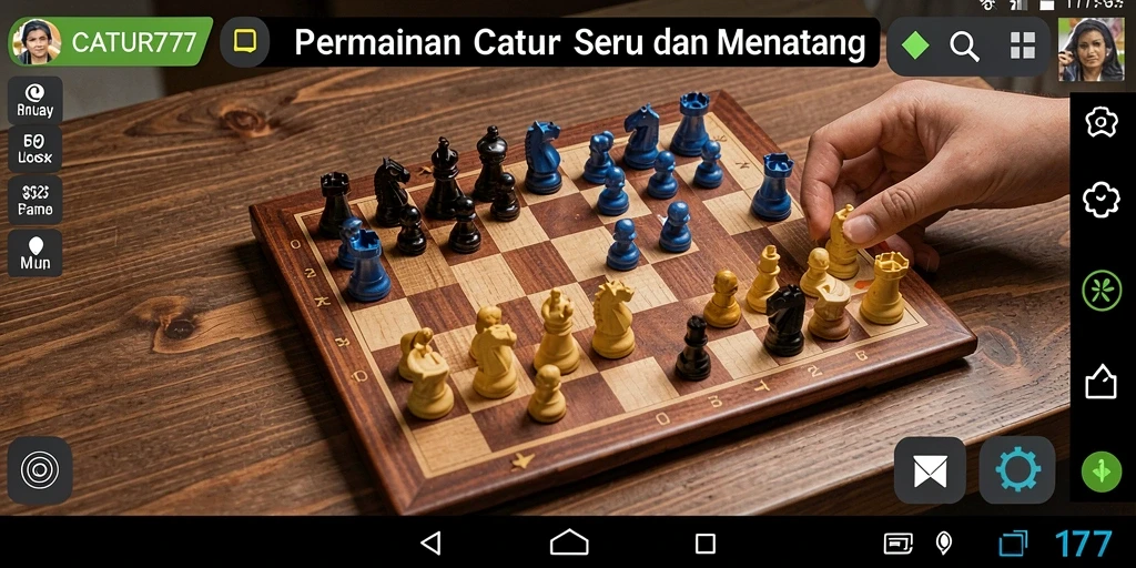 Tampilan gameplay seru dari aplikasi CATUR777 yang mendebarkan.