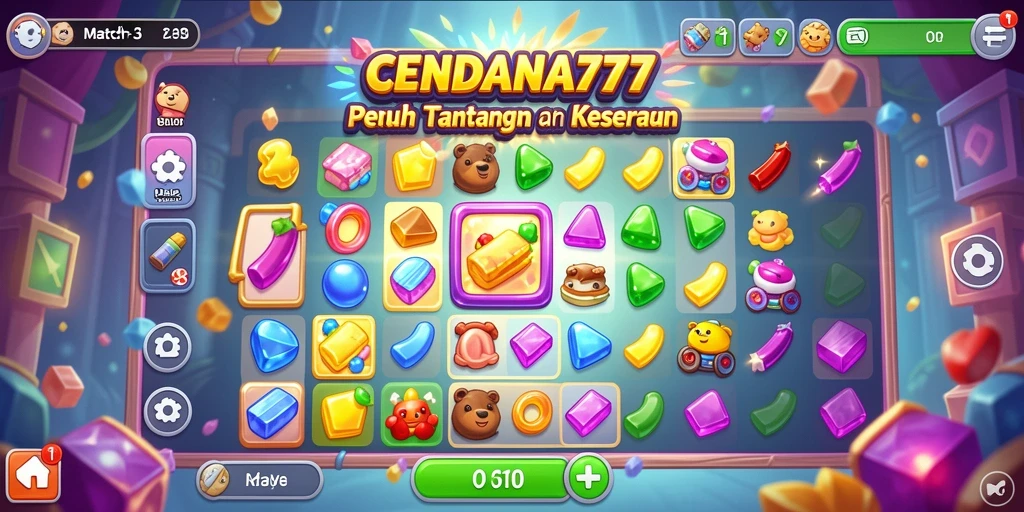 Tangkapan layar CENDANA777 menampilkan gameplay seru dalam permainan Match-3.