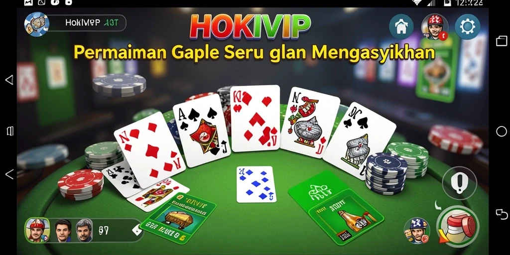 Screenshot HOKIVIP menampilkan gameplay Gaple yang seru dan interaktif.