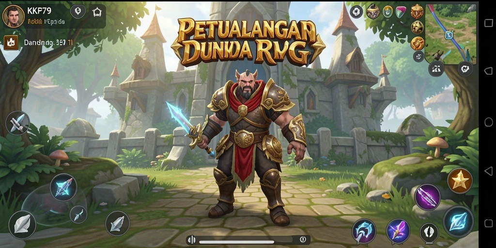 Screenshot utama KPK79 menampilkan aksi pertarungan dinamis dalam dunia RPG.