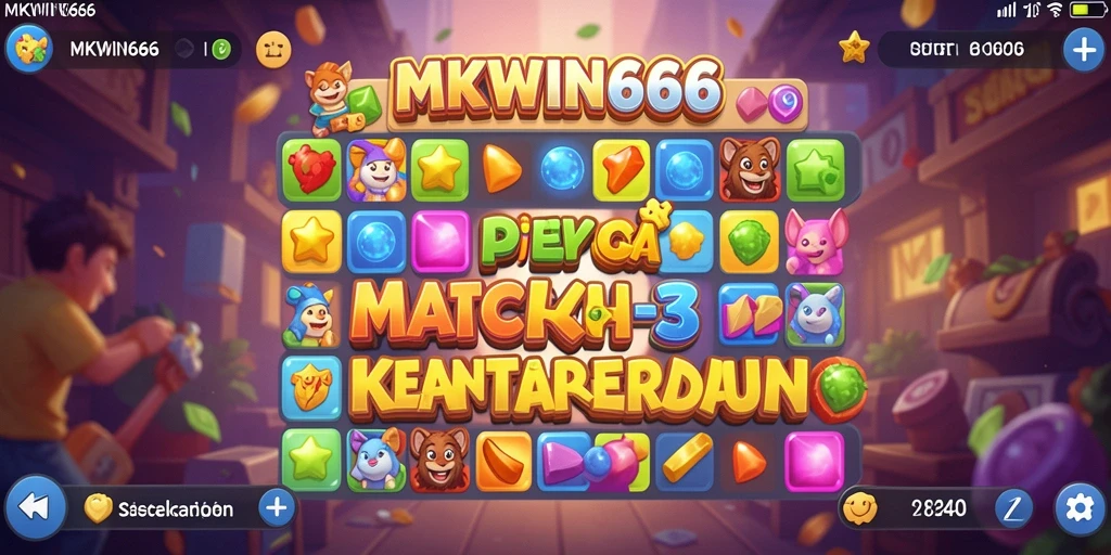Screenshot gameplay MKWIN666 menunjukkan keseruan permainan Match-3.