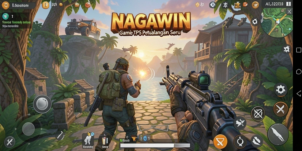 Screenshot NAGAWIN menampilkan aksi tembak-menembak yang menegangkan.