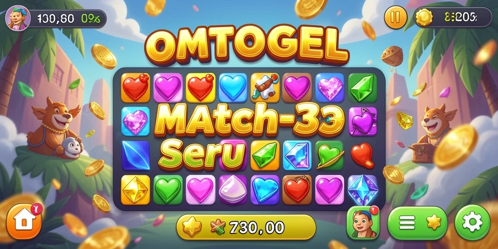 Screenshot gameplay OMTOGEL menampilkan keseruan mencocokkan item.