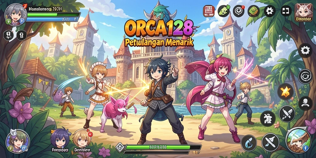Tangkapan layar gameplay ORCA128 menunjukkan karakter beraksi dalam pertarungan seru.