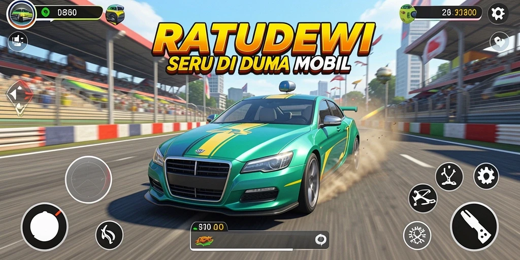 Gameplay seru balapan di RATUDEWI dengan mobil cepat.