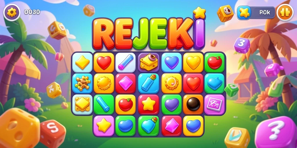 Tampilan gameplay REJEKI yang penuh warna dan seru.