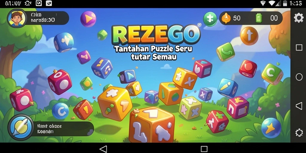 Tampilan gameplay <strong>REZEGO</strong> yang menantang dan penuh warna.