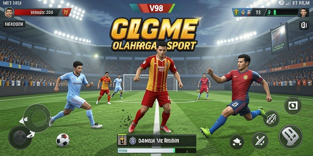 Screenshot gameplay V98 yang menunjukkan aksi olahraga seru.